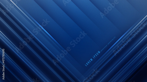 Blue abstract geometric shape with lines and light background. Vector illustration