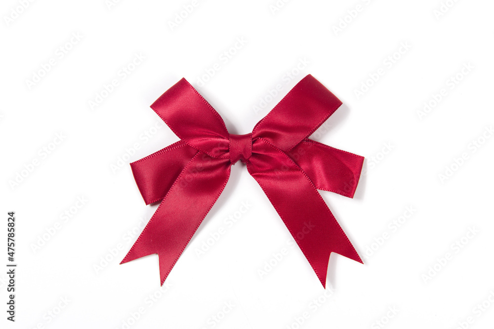 shiny red satin bow isolated on white background