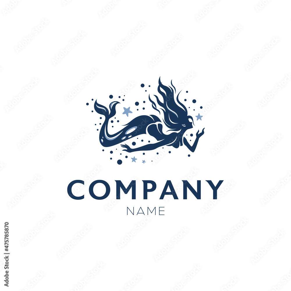 Mermaid Shilouette Logo Vector Realistic Mermaid Shilouette Logo Vector Realistic