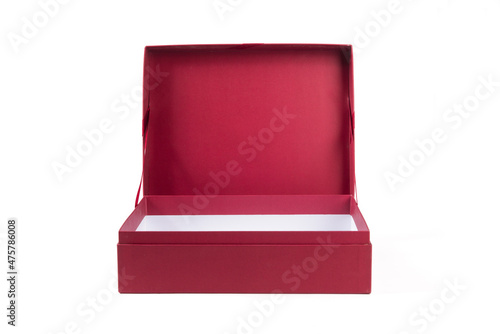 red open gift box isolated on white background