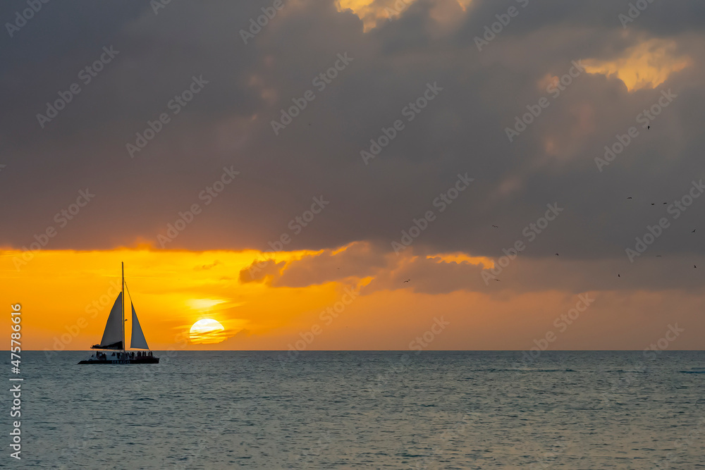 The Sun Sets On The Atlantic Ocean In The Florida Keys