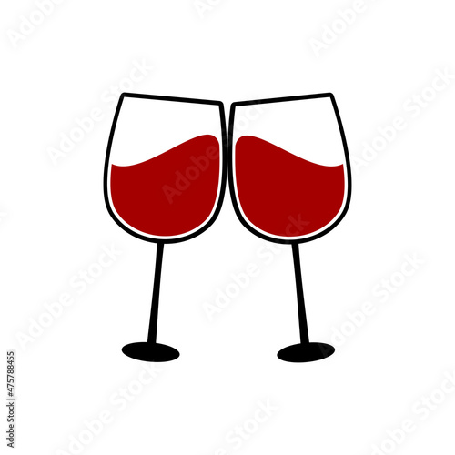 Two glasses of red wine. Cheers with red wine glasses on white background.