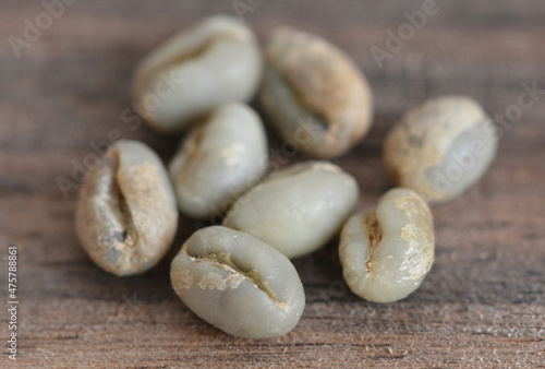 Arabica coffee beans which are polyembryonic in single form, known as Lanang Coffee beans photo
