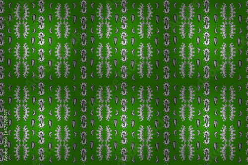 Seamless pattern with interesting doodles on colorfil background. Pano. photo