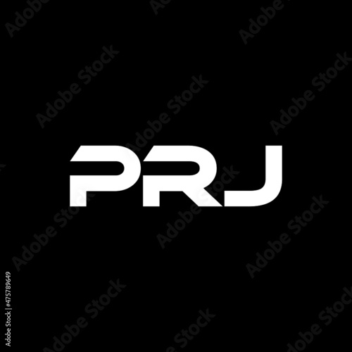 PRJ letter logo design with black background in illustrator, vector logo modern alphabet font overlap style. calligraphy designs for logo, Poster, Invitation, etc.	 photo