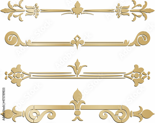 Vector set of classic gold monograms. Decoration at the end of the text, page of the peoples of Europe, Ancient Greece, Roman Empire
