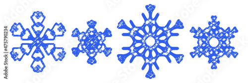 Set of snowflakes, vector illustration. Winter background.	