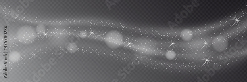 Abstract waves on transparent background. Snowstorm imitation, bokeh effect. Vector illustration, EPS10