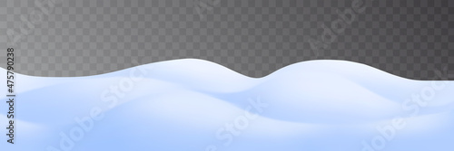 Snowdrifts on transparent background, panoramic image, winter illustration	