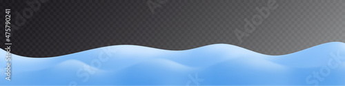 Snowdrifts on transparent background, panoramic image, winter illustration	