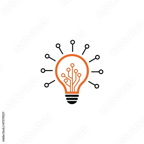 Digital lamp vector logo design technology. Lighting Electric lamp. Electricity, Shine.