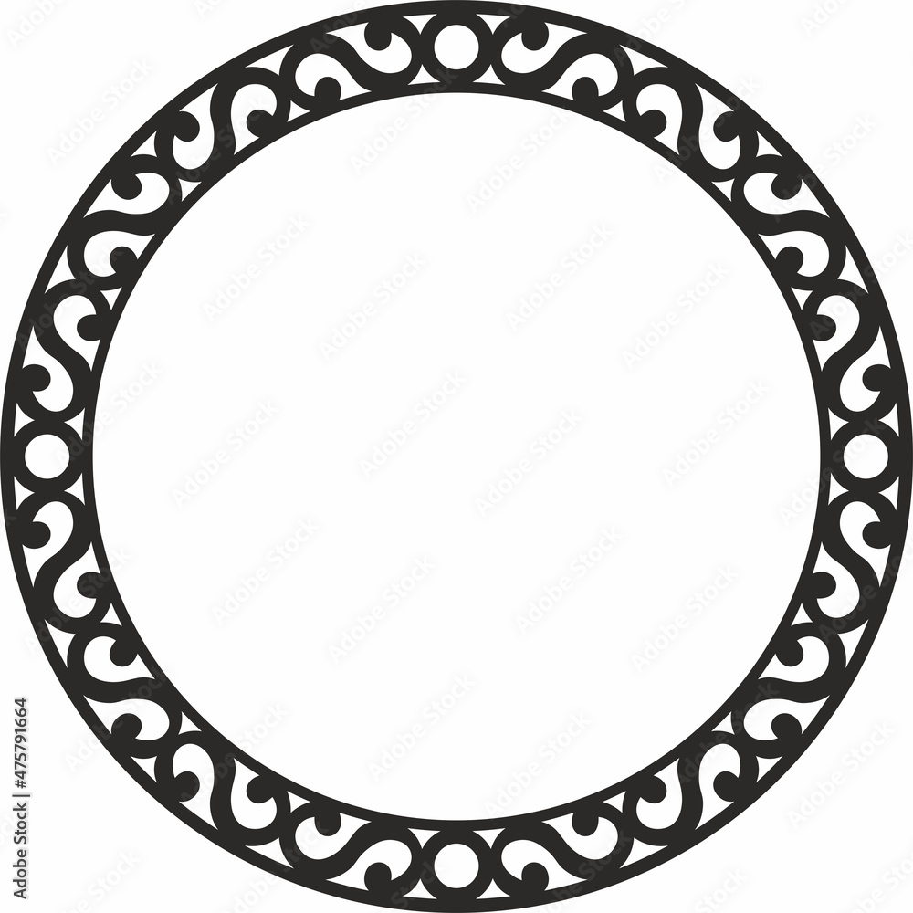 Vector Yakut round monochrome frame. Ornamental circle of the northern peoples of the tundra
Vector Yakut round monochrome frame. Ornamental circle of the northern peoples of the tundra
