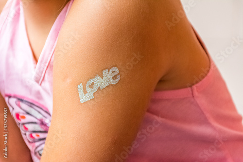 Closeup shot of a temporary tattoo 