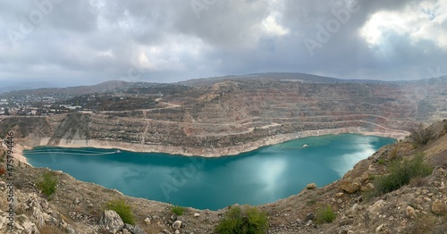 panorama lake in the form of a heart in crimea