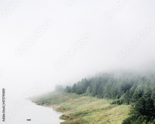 Beautiful shot of the breathtaking Zaovine lake, Tara mountain in Serbia photo