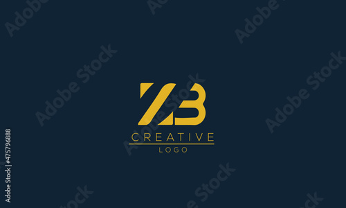 ZB is a creative logo with golden color and blue background.