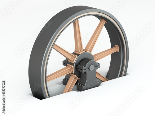 фотографія Heavy flywheel with spokes on a white background. 3d render