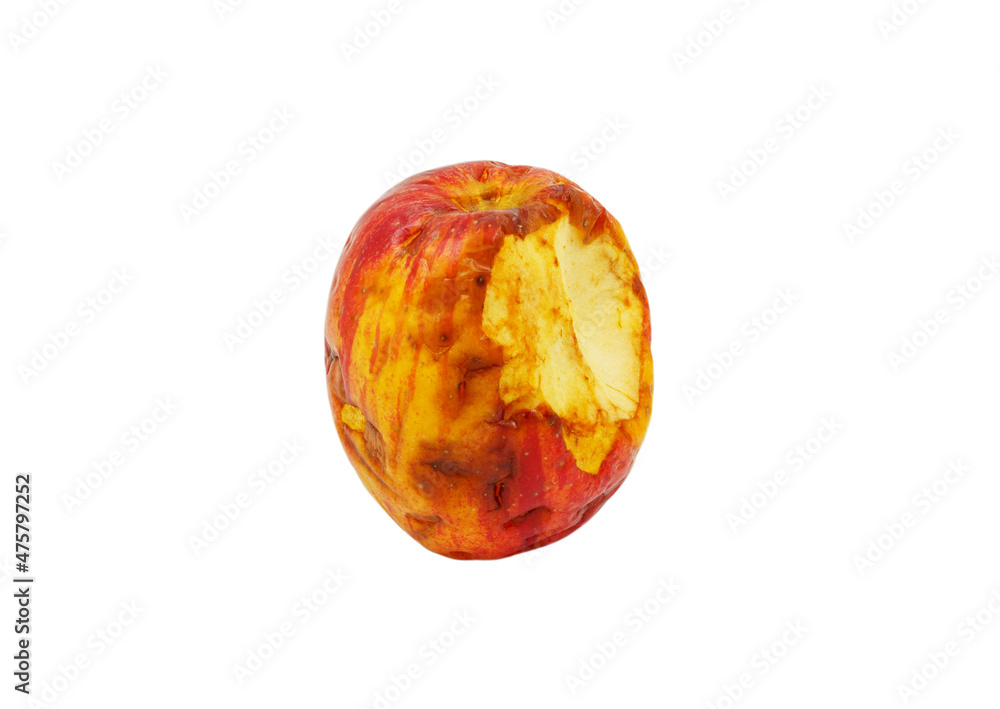 Obraz premium old nibbled apple on a white background, isolate