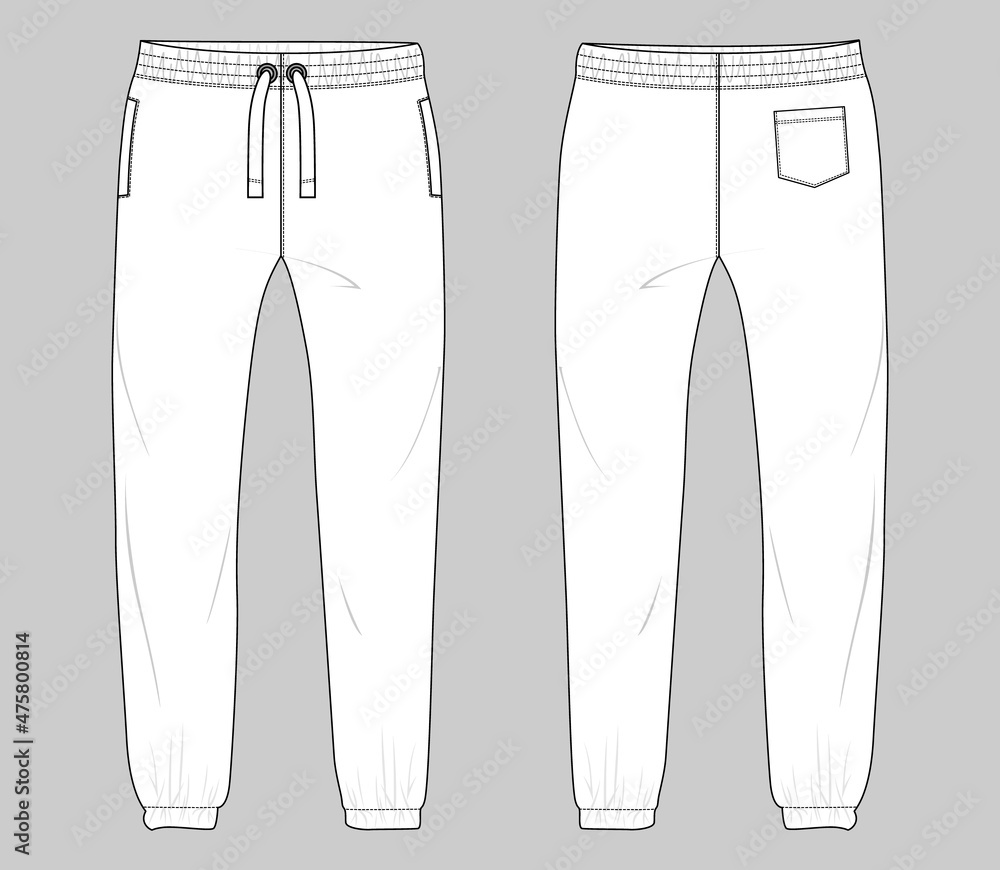 Fleece fabric Jogger Sweatpants overall technical fashion flat sketch ...