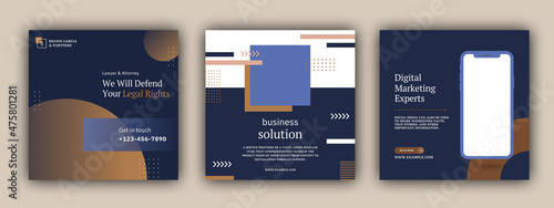 Canvas Set of Editable minimal square banner template