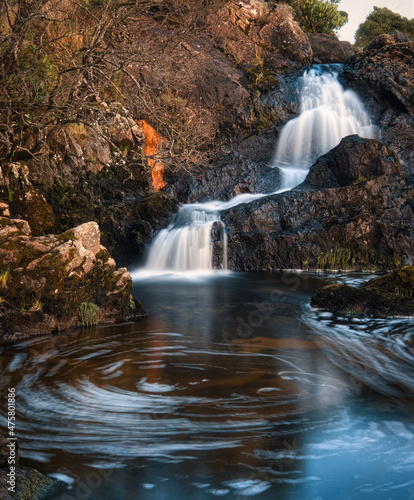 Beautiful nature scenery of small waterfall on river Erriff at Aesleagh  county Mayo  Ireland 