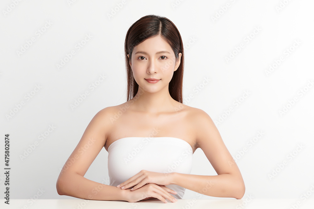 Beautiful young asian woman with clean fresh skin on white background, Face care, Facial treatment, Cosmetology, beauty and spa, Asian women portrait. Beautiful young asian woman with clean fresh skin on white background, Face care, Facial treatment, Cosmetology, beauty and spa, Asian women portrait.