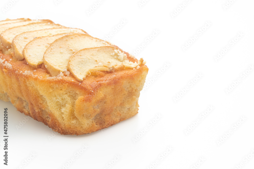 apple loaf crumbled cake on white background