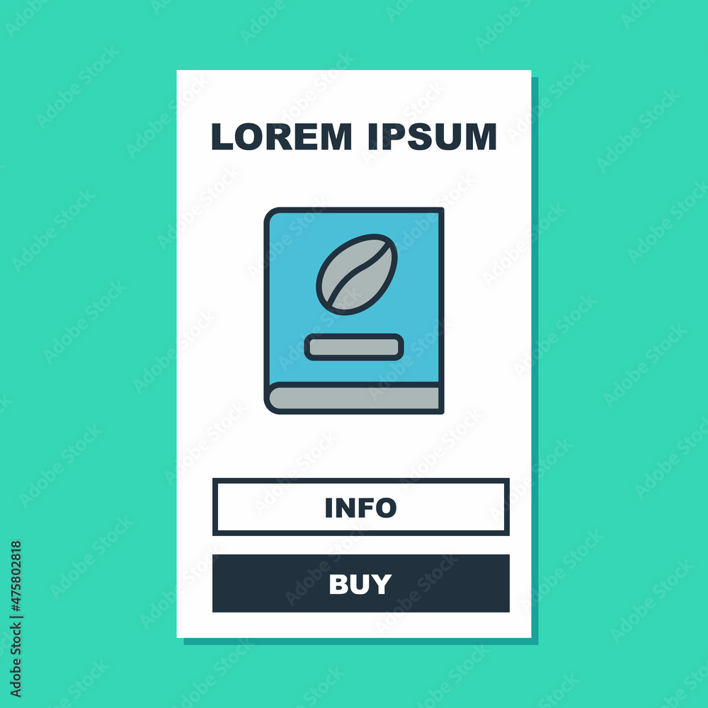 Filled outline Coffee book icon isolated on turquoise background. Vector Filled outline Coffee book icon isolated on turquoise background. Vector