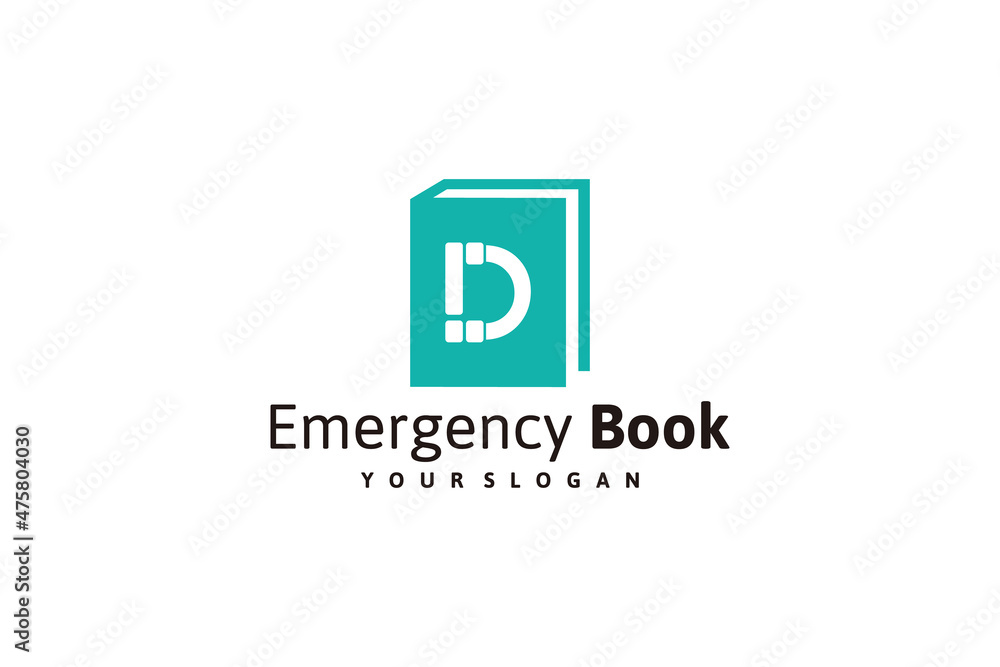 book logo design inspiration with phone and exclamation mark logo design. book logo design inspiration with phone and exclamation mark logo design.