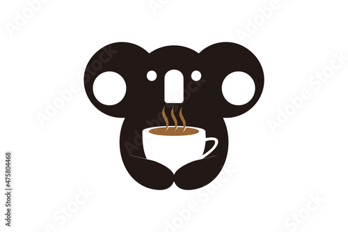 koala holding a cup of coffee, inspiration logo
