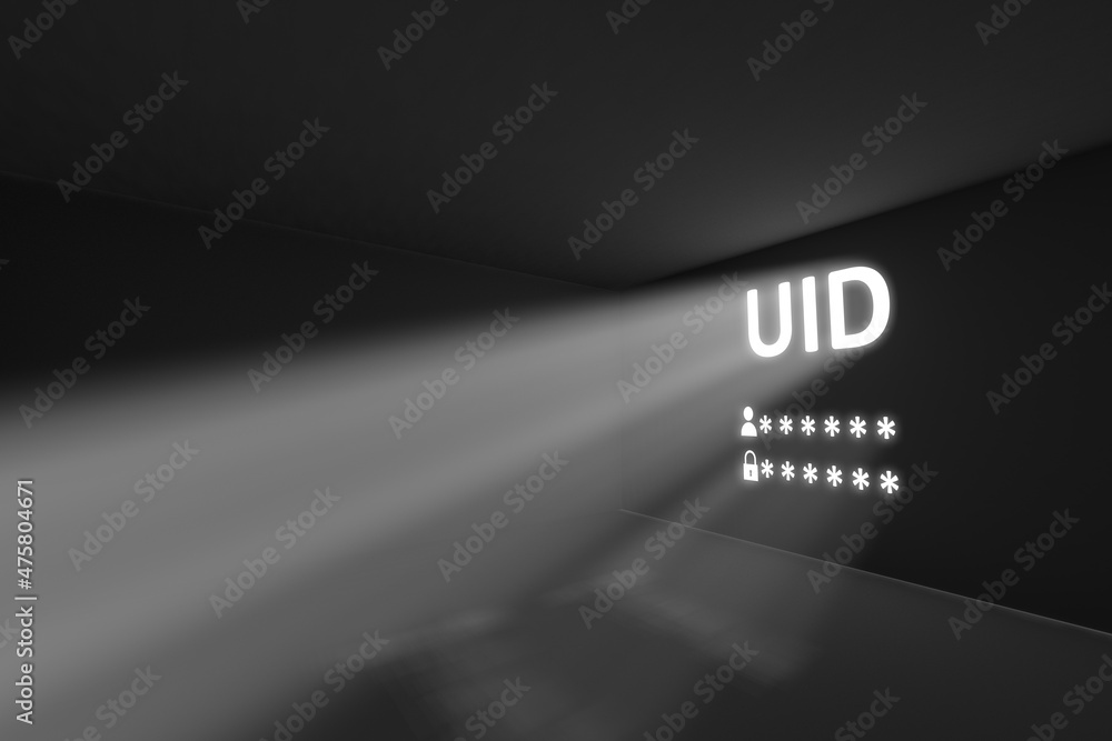UID rays volume light concept 3d illustration - obrazy, fototapety, plakaty 