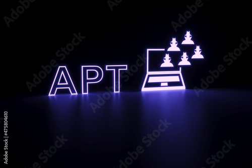 APT neon concept self illumination background 3D illustration photo