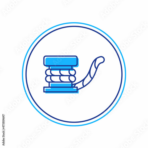 Filled outline Marine bollard with rope tied on pier icon isolated on white background. Vector