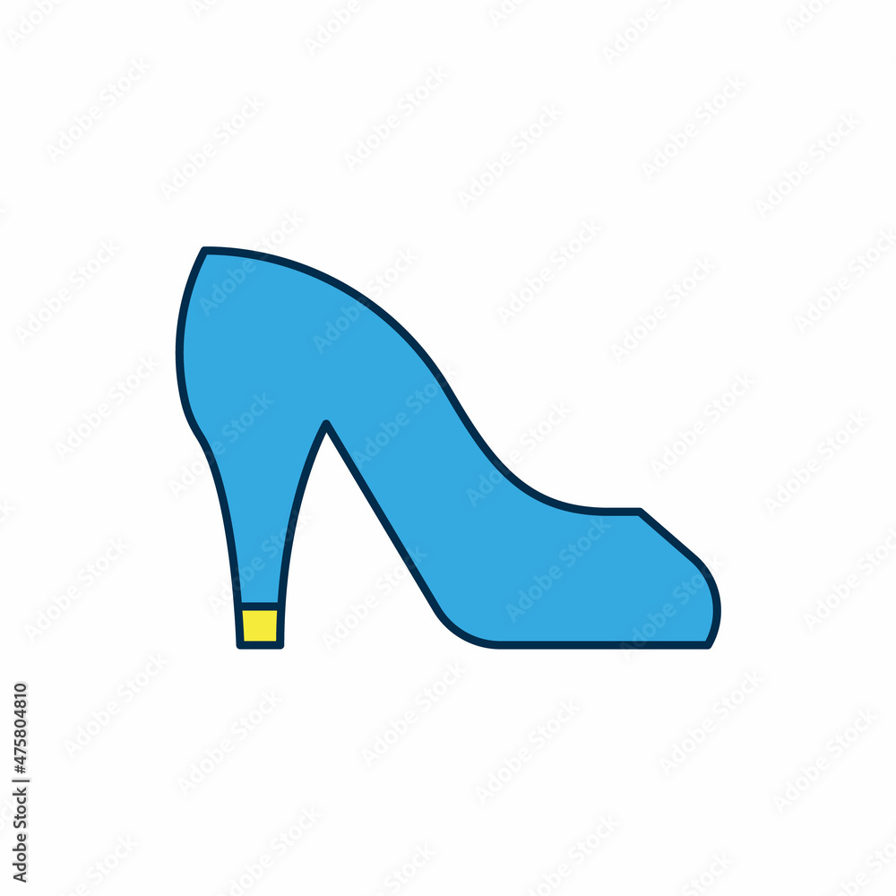 Filled outline Woman shoe with high heel icon isolated on white background. Vector Filled outline Woman shoe with high heel icon isolated on white background. Vector