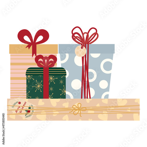 A set of gift boxes in retro style.