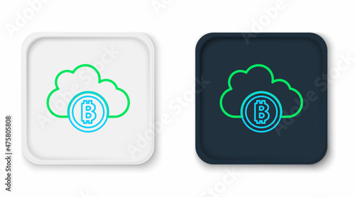 Line Cryptocurrency cloud mining icon isolated on white background. Blockchain technology, bitcoin, digital money market, cryptocoin wallet. Colorful outline concept. Vector