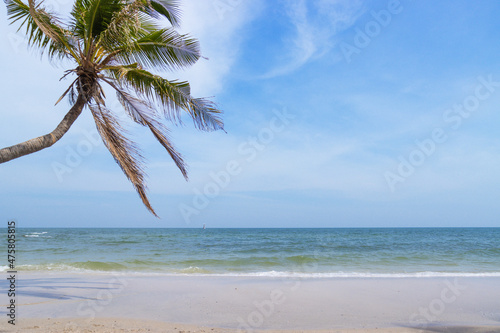 Landscapes View The atmosphere is beautiful coconut tree with Sand and sea Beach of Thailand.