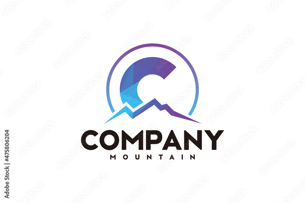 logo C ,initial design inspiration with mountain logo logo C ,initial design inspiration with mountain logo