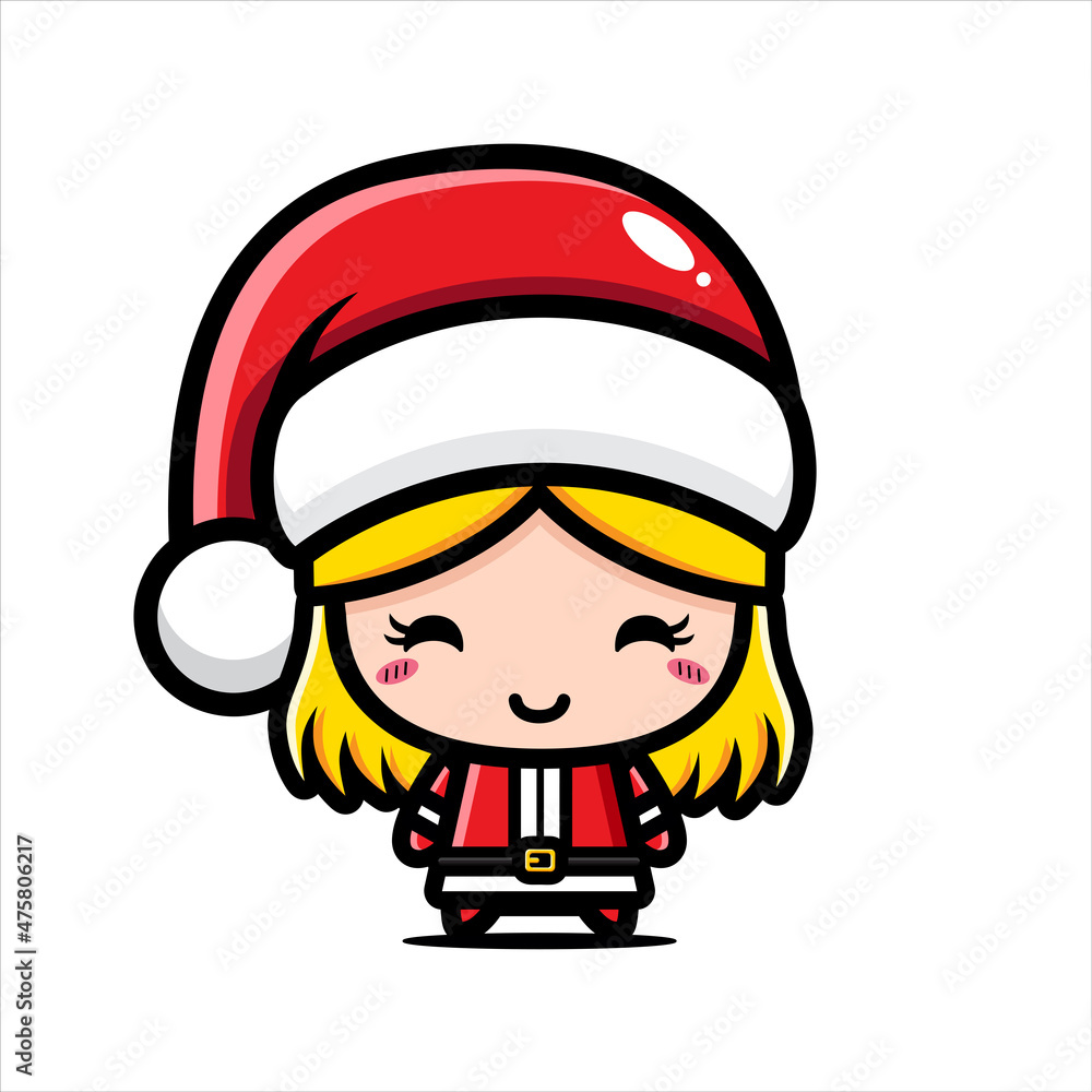 cute girl cartoon character design celebrating christmas wearing santa claus costume cute girl cartoon character design celebrating christmas wearing santa claus costume