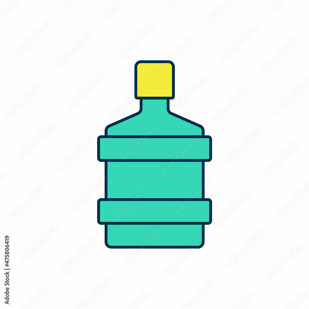 Filled outline Big bottle with clean water icon isolated on white background. Plastic container for the cooler. Vector Filled outline Big bottle with clean water icon isolated on white background. Plastic container for the cooler. Vector