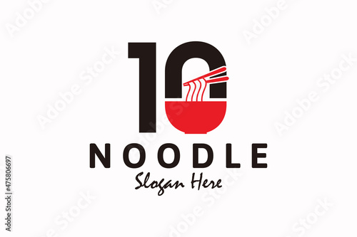 noodle logo design with number ten, logo inspiration