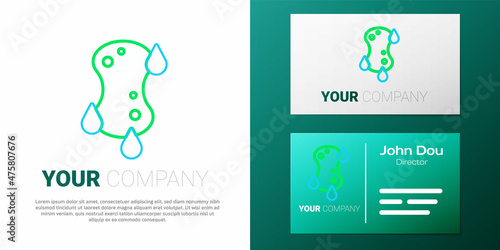 Line Sponge icon isolated on white background. Wisp of bast for washing dishes. Cleaning service logo. Colorful outline concept. Vector