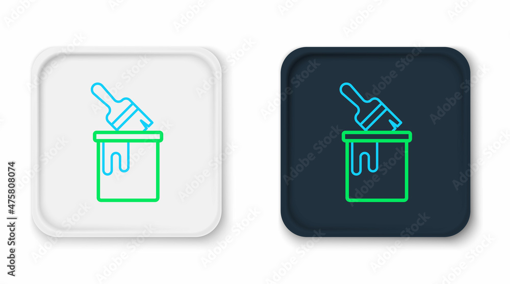 Line Paint bucket with brush icon isolated on white background. Colorful outline concept. Vector Line Paint bucket with brush icon isolated on white background. Colorful outline concept. Vector