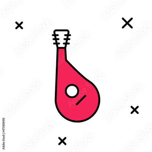 Filled outline Ukrainian traditional musical instrument bandura icon isolated on white background. Vector