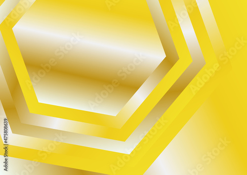 Yellow and White Gradient Concentric Hexagon Shape Background Vector