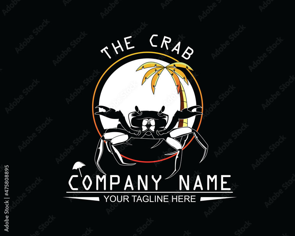 seafood crab logo silhouette design vector