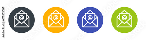 Email icon set. Open envelope mail icon vector illustration