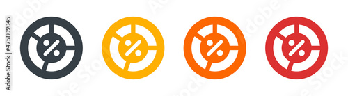Set of circle percentage diagram icons for infographics.
