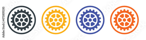 Cogwheel machine gear icon set. Vector illustration
