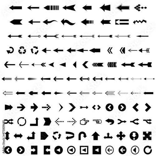 Set of black and white arrow icons